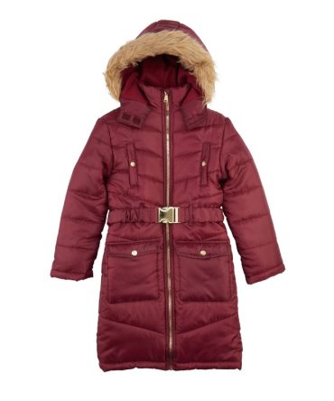 Girls Zip Front Hooded Puffer Jacket