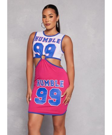 Humble 99 O Ring Cut Out Graphic Tank Dress