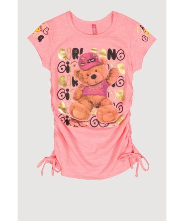Little Girls Bear Girl Gang Foil Graphic Top
