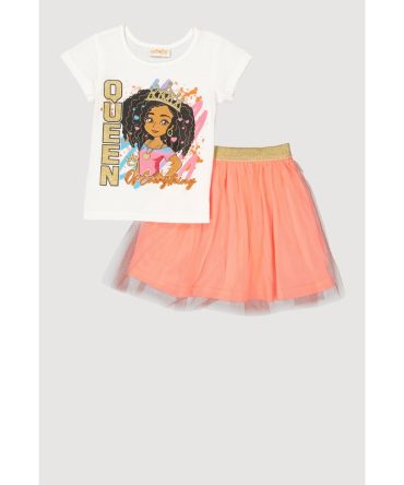 Little Girls Queen of Everything Graphic Tee and Tutu Skirt