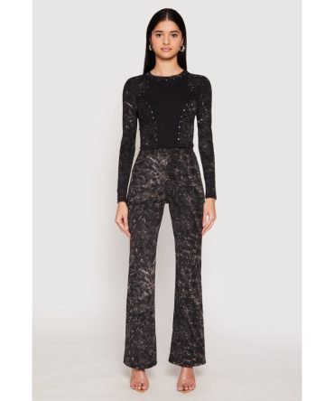 Mineral Wash High Waist Flare Pants