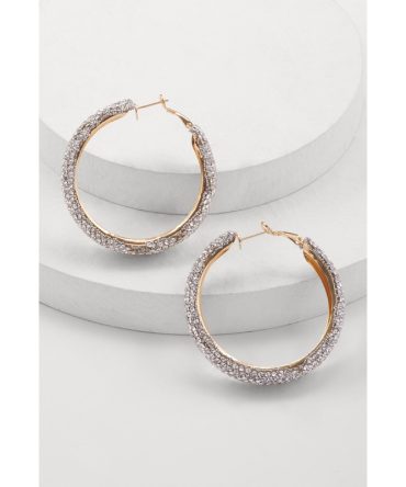 Rhinestone Embellished Hoop Earrings