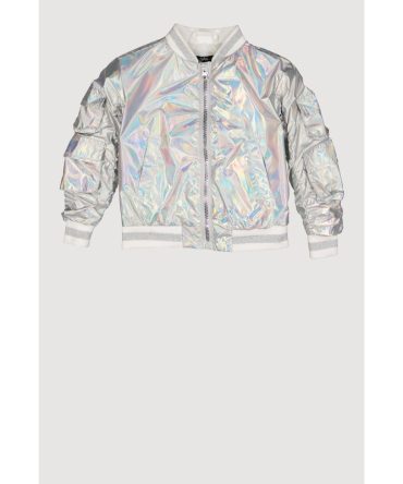 Toddler Girls Metallic Cargo Pocket Bomber Jacket