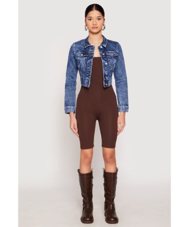 WAX Mineral Wash Cropped Denim Jacket