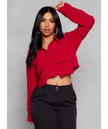 Airy Cargo Pocket Cropped Shirt