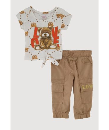 Baby Girls 0-9M Love Bear Graphic Tee and Joggers