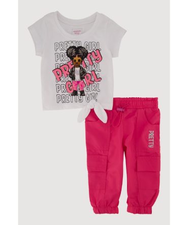 Baby Girls 0-9M Pretty Girl Graphic Tee and Cargo Joggers