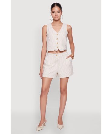 Chic Linen Pinstripe Shorts