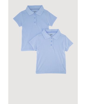 Girls 4-6x 2 Pack Solid Button Front Polo Shirts