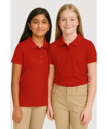 Girls 7-14 Solid Short Sleeve Polo Shirts 2 Pack