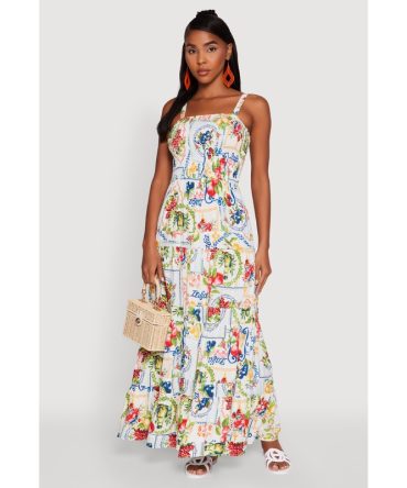 Patterned Tiered Maxi Sundress