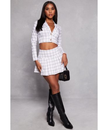 Plaid High Waist Pleated Mini Skirt