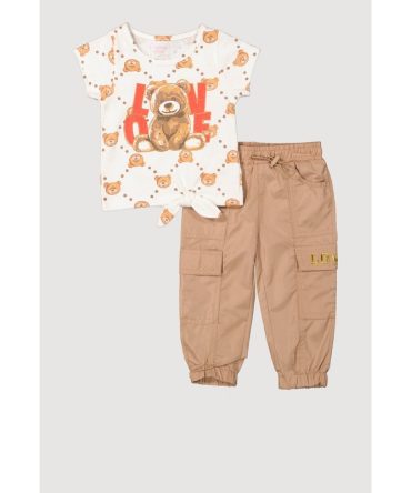 Toddler Girls Love Bear Graphic Tee and Cargo Joggers