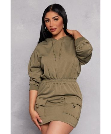 Almost Famous Elastic Waist Hoodie Dress