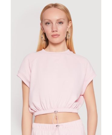 Almost Famous Short Sleeve Cropped Sweatshirt