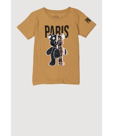 Boys Embroidered Paris Bear Graphic Tee