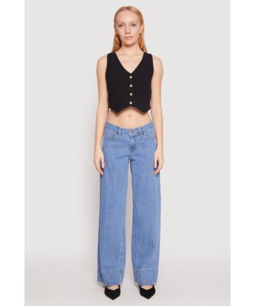 Button Front Cropped Vest