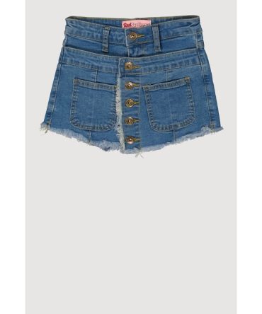 Girls Frayed Pintuck Denim Skort