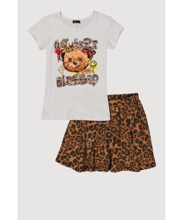 Girls Out Here Graphic Tee and Leopard Print Skirt