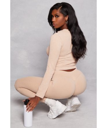 High Waist Ribbed Knit Leggings