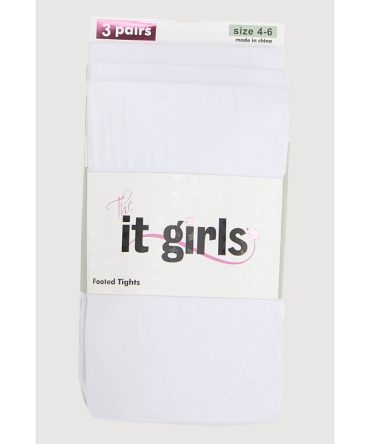 Little Girls Basic Footed Tights 3 Pack Size 4-6