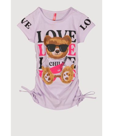 Little Girls Love Chill Love Bear Graphic Tee