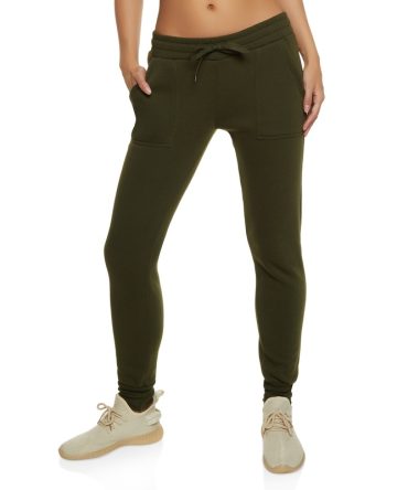Solid Fleece Drawstring Joggers