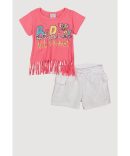 Little Girls Minnie Glitter Graphic Tee and Polka Dot Shorts