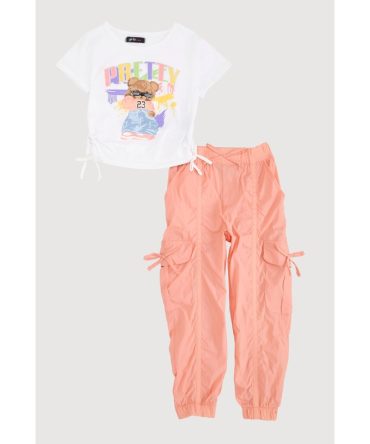 Toddler Girls Pretty Bear Tee and Parachute Cargo Pants