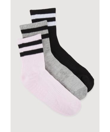 Varsity Stripe Pilates Crew Socks 3 Pack Size 4-10