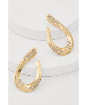 Abstract Rhinestone Studded Hoop Earrings
