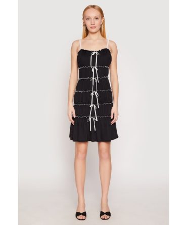 Almost Famous Bow Contrast Tiered Dress