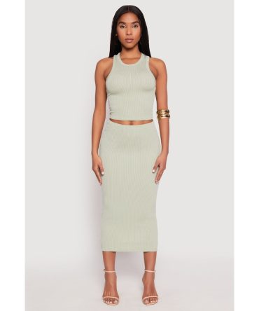 Almost Famous Ribbed Knit Midi Skirt