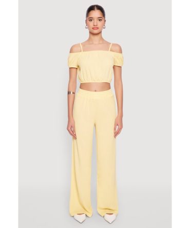 Almost Famous Textured Knit Wide Leg Pants