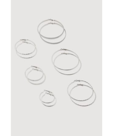 Assorted Textured Hoop Earrings Set of 6