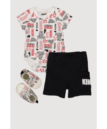 Baby Boys 0-9M Graphic Print Bodysuit and Shorts Set