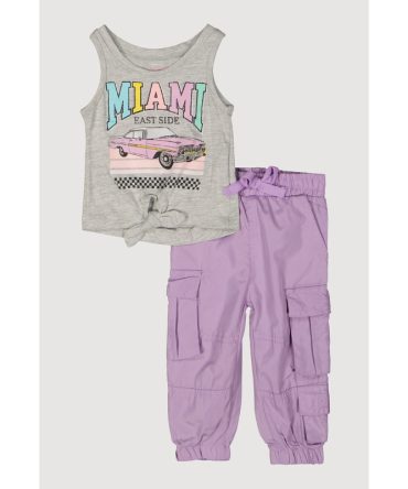 Baby Girls 12-24M Miami Glitter Graphic Tank Top and Joggers