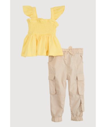 Baby Girls 12-24M Peplum Top and Nylon Cargo Joggers