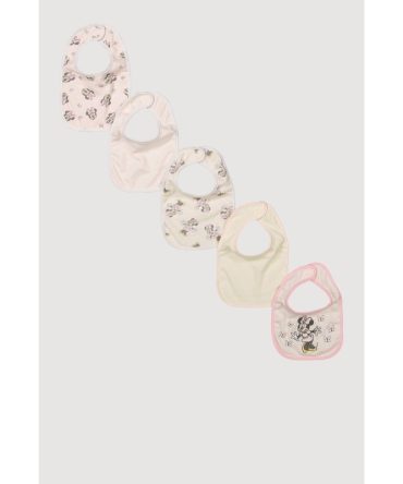 Baby Girls Minnie Mouse Graphic Bibs 5 Pack
