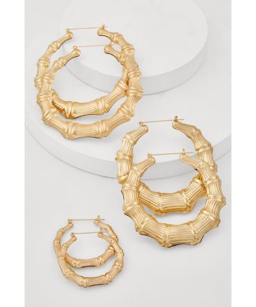 Bamboo Metallic Hoop Earring Trio