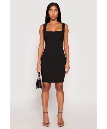 Crepe Knit Scalloped Trim Dress