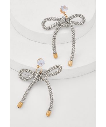 Cubic Zirconia Bow Drop Earrings