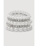 Faux Pearl Rhinestone Stretch Bracelets Set of 5