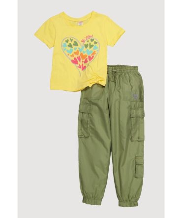 Girls Be Kind Heart Graphic Tee and Cargo Joggers