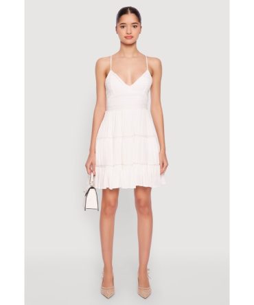 Iris Gauze Knit Crochet Detail Tiered Dress