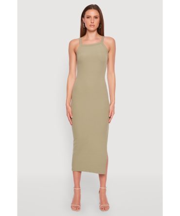 Iris Ribbed Knit Side Slit Dress