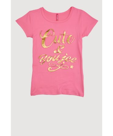 Little Girls Cute and Boujee 3D Graphic Tee