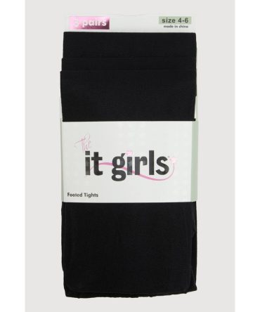 Little Girls Opaque Footed Tights 3 Pack Size 4-6