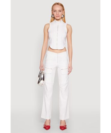 Pinstripe Zip Front Pants