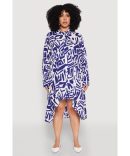 Poplin Button Front Flutter Sleeve Dress